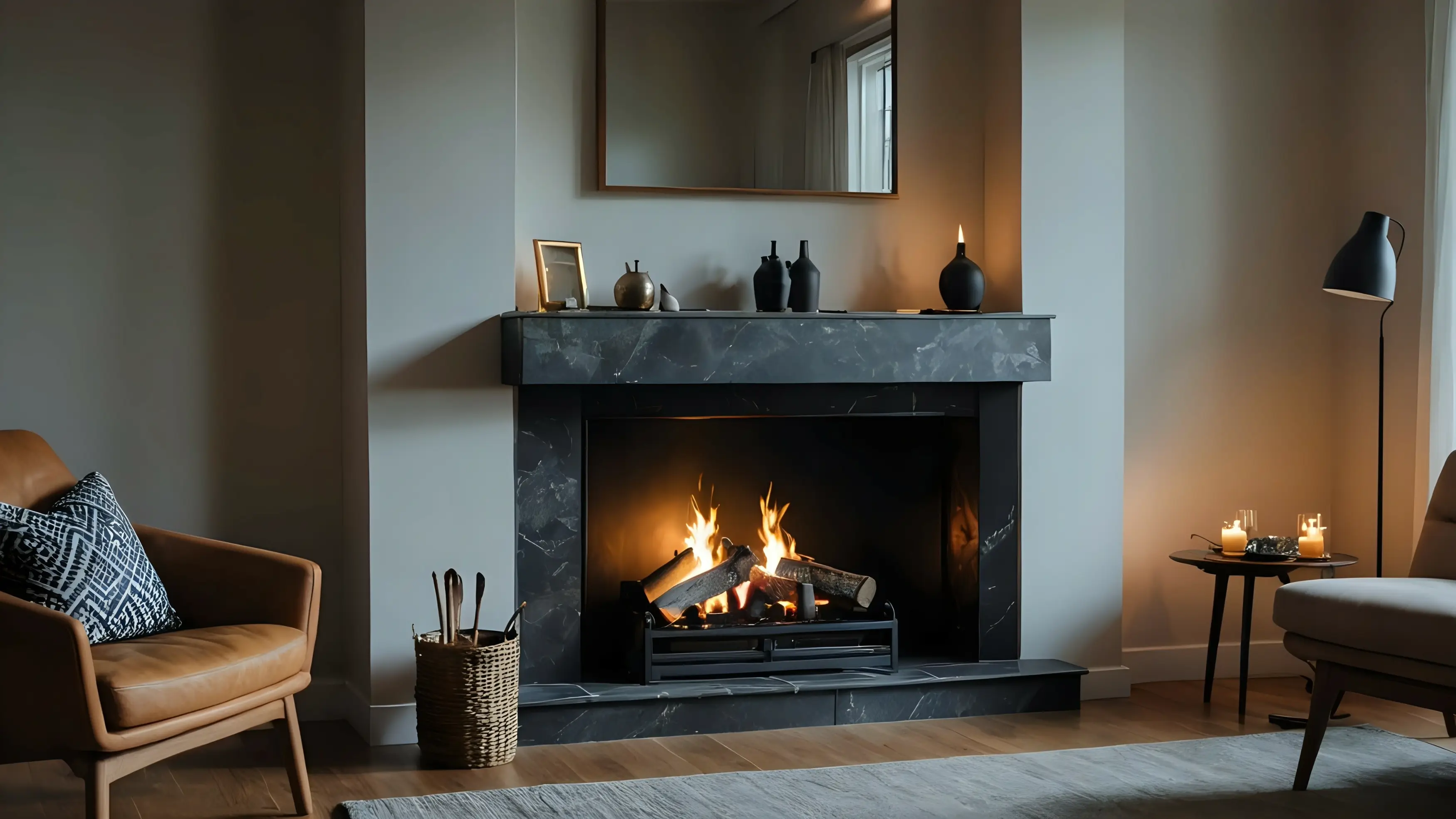Modern tile fireplace